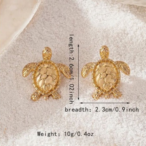 Anthropologie Sea Turtle 18K Gold Plated Stud Earrings - Picture 5 of 5